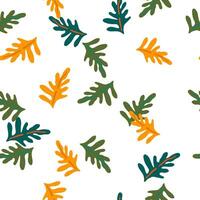 Lush green leaves and exotic plants in a seamless pattern. vector