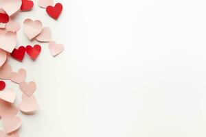AI generated Valentine's day background with red hearts. 3D rendering Generative ai photo