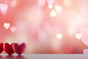 AI generated Valentine's day background with red hearts. 3D rendering Generative ai photo