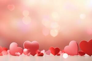 AI generated Valentine's day background with red hearts. 3D rendering Generative ai photo