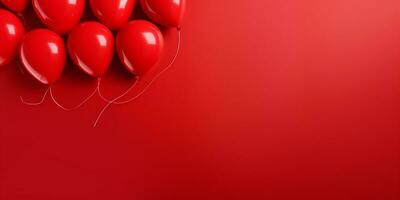AI generated Valentine's day background with red hearts. 3D rendering Generative ai photo