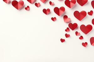 AI generated Valentine's day background with red hearts. 3D rendering Generative ai photo
