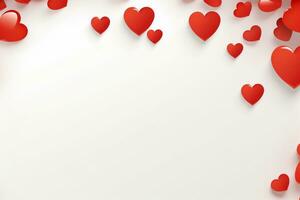 AI generated Valentine's day background with red hearts. 3D rendering Generative ai photo