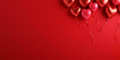 AI generated Valentine's day background with red hearts. 3D rendering Generative ai photo