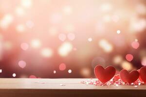 AI generated Valentine's day background with red hearts. 3D rendering Generative ai photo