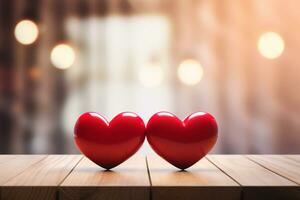 AI generated Valentine's day background with red hearts. 3D rendering Generative ai photo