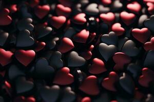 AI generated Valentine's day background with red hearts. 3D rendering Generative ai photo