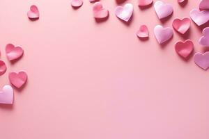 AI generated Valentine's day background with red hearts. 3D rendering Generative ai photo