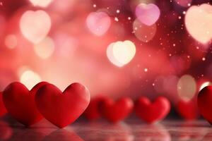 AI generated Valentine's day background with red hearts. 3D rendering Generative ai photo