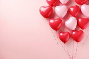 AI generated Valentine's day background with red hearts. 3D rendering Generative ai photo
