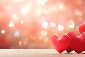 AI generated Valentine's day background with red hearts. 3D rendering Generative ai photo