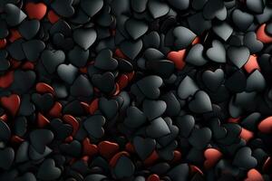 AI generated Valentine's day background with red hearts. 3D rendering Generative ai photo