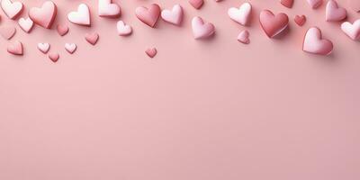 AI generated Valentine's day background with red hearts. 3D rendering Generative ai photo