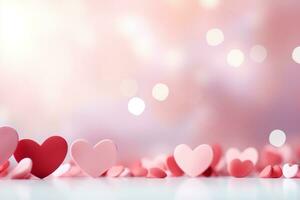 AI generated Valentine's day background with red hearts. 3D rendering Generative ai photo