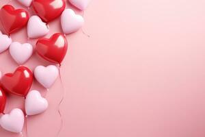 AI generated Valentine's day background with red hearts. 3D rendering Generative ai photo