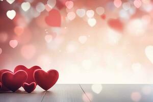 AI generated Valentine's day background with red hearts. 3D rendering Generative ai photo