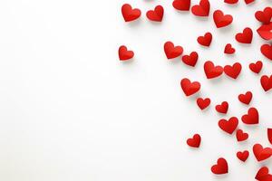 AI generated Valentine's day background with red hearts. 3D rendering Generative ai photo