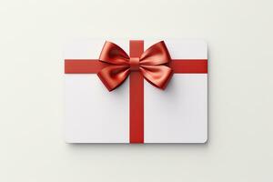 AI generated Gift card with red bow on white background. Vector illustration. Valentine's day Generative ai photo