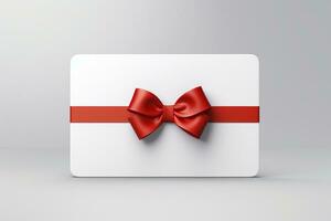 AI generated Gift card with red bow on white background. Vector illustration. Valentine's day Generative ai photo