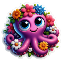 ai generado pulpo oasis en el profundo, pegatina png