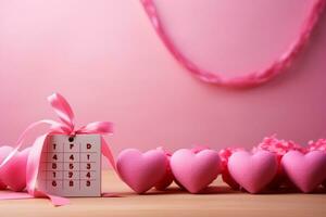 AI generated Valentine's day background with gift boxes and hearts 3d render Valentine's day Generative ai photo