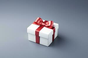 AI generated Gift box with red bow on white background. 3D rendering. Happy women, Mother, 8 March, Valentine's day Generative ai photo
