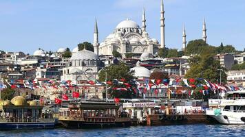 Turkey istanbul 16 july 2023. historical boats that sell fish in Istanbul video