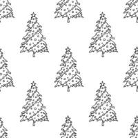 Seamless pattern with geometric minimal scandinavian Christmas tree doodle for decorative print, wrapping paper, greeting cards and fabric vector