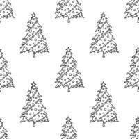 Seamless pattern with geometric minimal scandinavian Christmas tree doodle for decorative print, wrapping paper, greeting cards and fabric vector