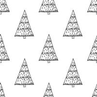 Seamless pattern with geometric minimal scandinavian Christmas tree doodle for decorative print, wrapping paper, greeting cards and fabric vector