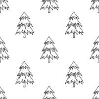 Seamless pattern with geometric minimal scandinavian Christmas tree doodle for decorative print, wrapping paper, greeting cards and fabric vector