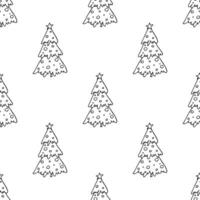 Seamless pattern with geometric minimal scandinavian Christmas tree doodle for decorative print, wrapping paper, greeting cards and fabric vector