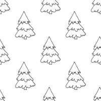 Seamless pattern with geometric minimal scandinavian Christmas tree doodle for decorative print, wrapping paper, greeting cards and fabric vector