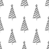 Seamless pattern with geometric minimal scandinavian Christmas tree doodle for decorative print, wrapping paper, greeting cards and fabric vector