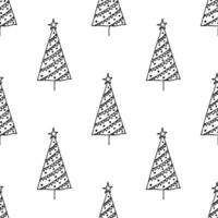 Seamless pattern with geometric minimal scandinavian Christmas tree doodle for decorative print, wrapping paper, greeting cards and fabric vector