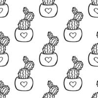 Seamless pattern with cactus doodle for decorative print, wrapping paper, greeting cards and fabric vector