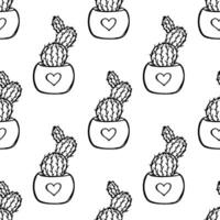 Seamless pattern with cactus doodle for decorative print, wrapping paper, greeting cards and fabric vector