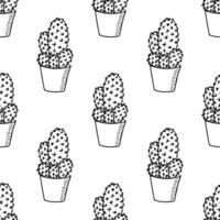 Seamless pattern with cactus doodle for decorative print, wrapping paper, greeting cards and fabric vector