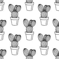 Seamless pattern with cactus doodle for decorative print, wrapping paper, greeting cards and fabric vector