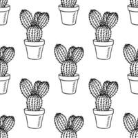 Seamless pattern with cactus doodle for decorative print, wrapping paper, greeting cards and fabric vector