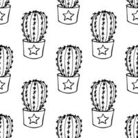 Seamless pattern with cactus doodle for decorative print, wrapping paper, greeting cards and fabric vector
