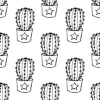 Seamless pattern with cactus doodle for decorative print, wrapping paper, greeting cards and fabric vector