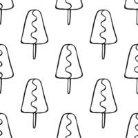 Seamless pattern with ice cream doodle for decorative print, wrapping paper, greeting cards, wallpaper and fabric vector