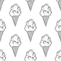 Seamless pattern with ice cream doodle for decorative print, wrapping paper, greeting cards, wallpaper and fabric vector