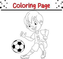 little boy playing football coloring page vector