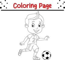 pequeño chico jugando fútbol americano colorante página vector