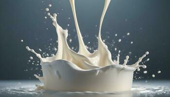 AI generated milk splash on a dark background photo