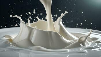 AI generated a splash of milk is being poured into a bowl photo