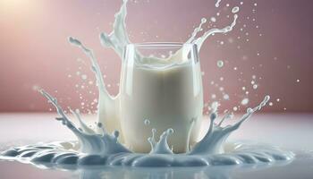 AI generated a glass of milk splashing into the water photo