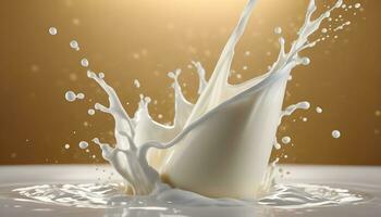 AI generated a splash of milk is falling into a bowl photo